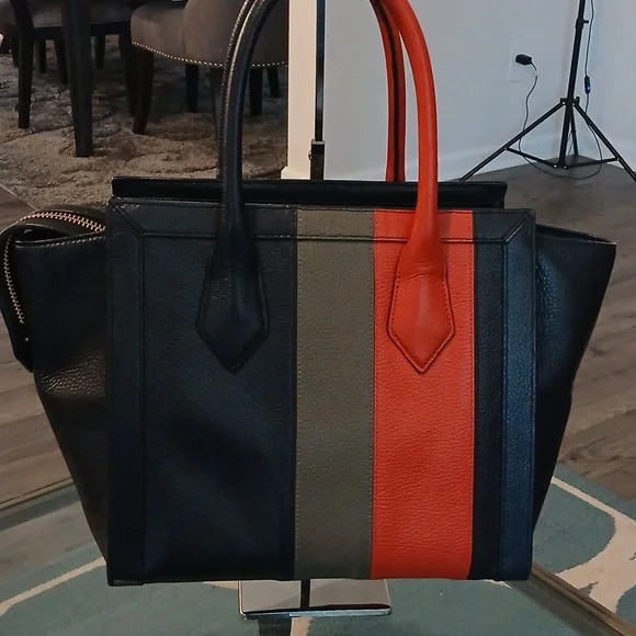 Henri Bendel Rare Tricolor Black, Orange, and Gray Large Tote - Picture 7 of 13
